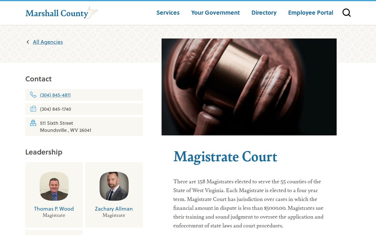 Marshall County traffic court Magistrate record custody