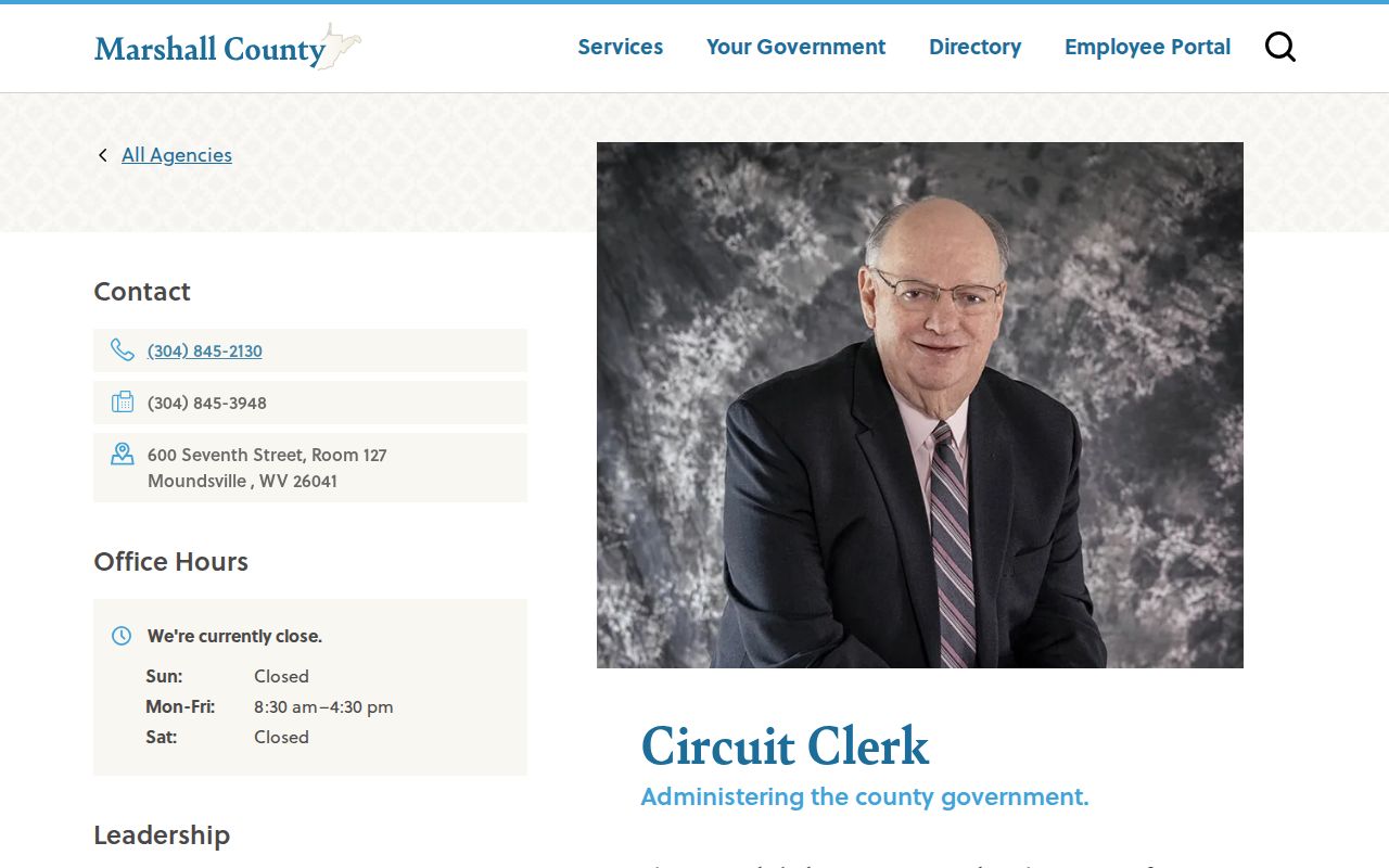 Marshall County Circuit Clerk office details and public hours